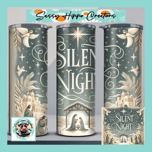 Skinny Tumbler Silent Night Nativity Holy Family Christmas Stainless-Steel 20oz